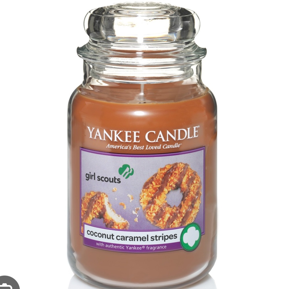Yankee Candle Coconut Caramel Stripes Girl Scouts 22 oz Jar